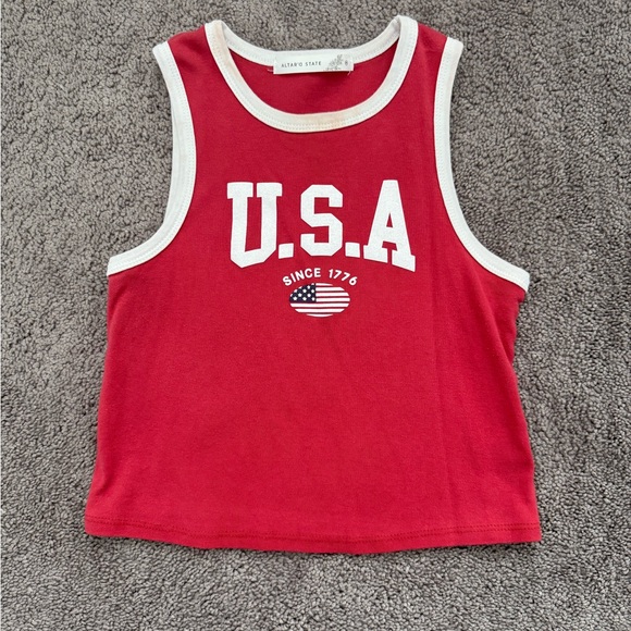 Altar'd State Tops - Altar'd State Red and White Americana Tank Top